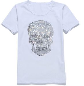 Femmes hommes Streetwear été Mastermind brillant diamant strass T-Shirts crâne motif col rond manches courtes T-Shirts