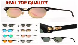 Lunettes de soleil pour hommes pour hommes Vintage Vintage Lunettes de soleil Half-Frame Lourmes UV Protection Verre Lenses avec étui en cuir et vente au détail P7751780