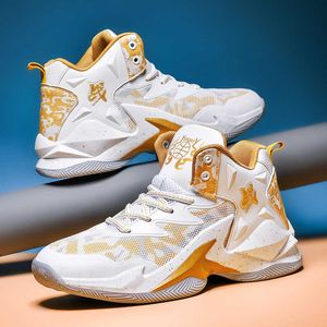 Mujeres Hombres Blanco Oro Púrpura Azul Baloncesto Zapatos Jóvenes Profesionales Deportes Entrenadores High Top Casual Zapatillas Tamaño 36-45