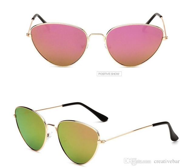 Gafas de sol vintage de ojo de gato con lentes transparentes de color con marco de metal para mujer sy222