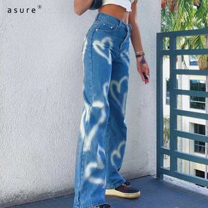 Womens Mom Jeans voor Meisjes Mode Broek Dames Thermische Broek Y2K Streetwear Elastische Baggy Jean Femme Clothing XP8943W0J 210712