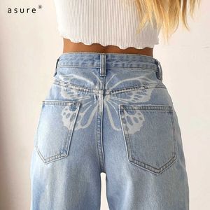 Womens Mom Jeans voor meisjes Mode broek Dames thermische broek Y2k Street chic elastische baggy Jean Femme kleding LQ01440 210712