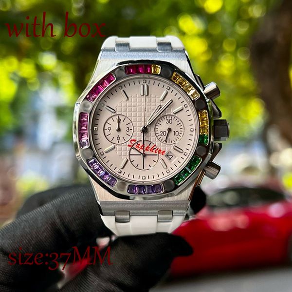 Reloj impermeable de acero inoxidable de 37 mm con movimiento de cuarzo multifuncional para mujer Diamante de alta calidad Diseñador clásico Tamaño de moda