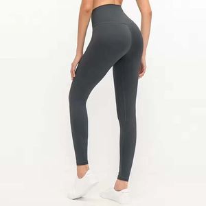 Womens Naked Feel-stof Yogabroek Workout Sport Joggers Sportkleding Broek Dames Taille Trekkoord Fitness Hardloopzweetbroek met twee zijzakken Stijl