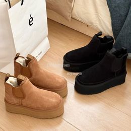 Dames Neumel Platform Chelsea laarzen schoenen lisa jennie Kastanje zwart chelsea Designer plat Klassieke stijl sneeuwlaars wintercomfprt dameslaars putdoor sneakers