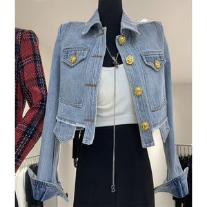 Veste courte en jean à col rabattu pour femme, nouveau design, simple boutonnage, SMLXLXXL