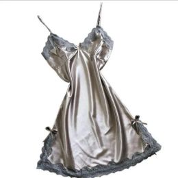 Robe de nuit pour femmes robe princesse sans dossiers sexy spaghetti slembehirts en dentelle pyjamas de nuit