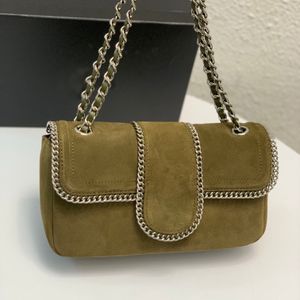 Dames nubuck cowhide designer flapzakken klassieke groene zwart witte kalfsleer gewatteerde gevlochten ketting wrap vintage hardware crossbody franst straat trend handtassen 24c