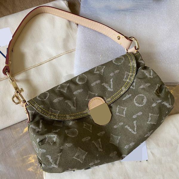 Femmes vieille fleur Denim vert sous les bras sacs à bandoulière en plein air Sacoche Hobo téléphone porte-rouge à lèvres étui cosmétique sacs à main 28CM M95050 sac à main de luxe