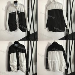 Womens Outdoor Rain Imperméable Noir Blanc Patchwork Veste Casual Fashion Hooded Windbreaker Escalade Veste