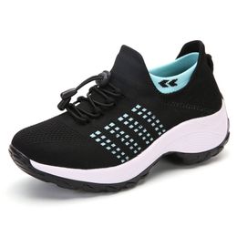 dames buiten hardloopschoenen blauw hoge elasticiteit vliegen weven casual trend mode ademende sport dames sokschoenen