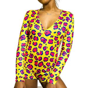 Pyjamas pour femmes en combinaison de combinaison de combinaison mode floral à manches longues V bodyconmon saut de combinaison body combinant shorts pantalon 237k
