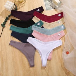 Panties pour femmes 10 couleurs Waffle Coton Thongs Femmes Sexe sous-vêtements V Taist Couleur solide Sous -fants féminins Intime Lingerie