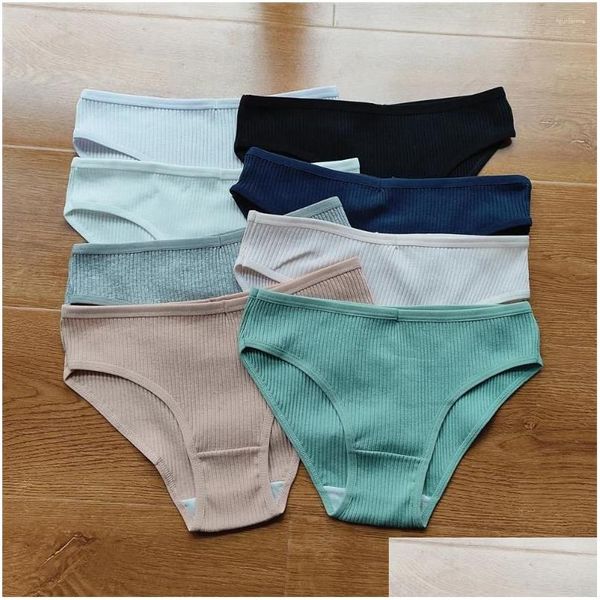 Culotte de femmes 3pcs / pack m-xxl saut-coton à côtes boucles femmes pack plus taille y dames confortables sous-vêtements pantys lingerie drop de dh0e7