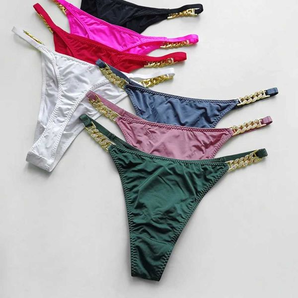 Panties pour femmes sous-vêtements à fourche haute confortable adaptés aux filles de style glace de style femmes simples sous-vêtements en métal sous-vêtements diamants sous-vêtements coréens Hollowl2