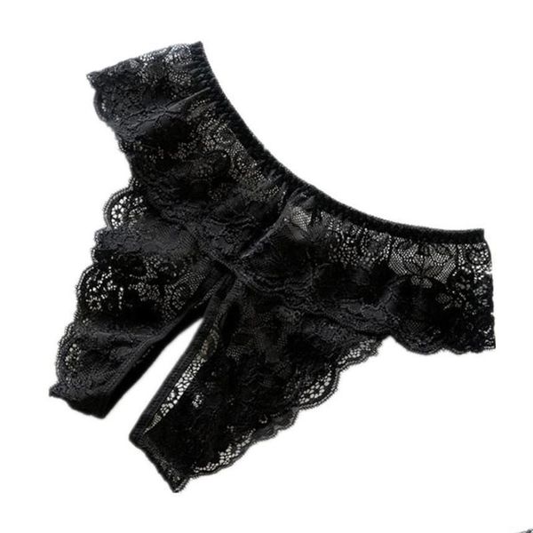 Planchettes de femmes M-4xl Crotch sous-vêtements Porno Lace Transparent Femmes Plus taille G String Crotchless Femme Sous-pants T246F Drop Deli Dhbnn