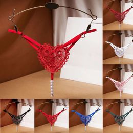 Planchettes de femmes Sexy Lingerie Ouverture d'entrejambe G-strings transparent Groupe Solid Bowknot sous-vêtements pour les femmes en dentelle Pantys