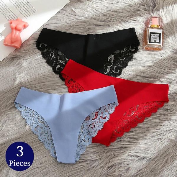 TrowBridge – ensemble de 3 pièces pour femmes, sous-vêtements en dentelle douce, Lingerie en Satin de soie douce, slip romantique français pour femme, culotte Sexy