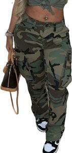 Pantalon femme Camo Cargo taille haute Camouflage imprimé Patchwork pantalons de survêtement Joggers
