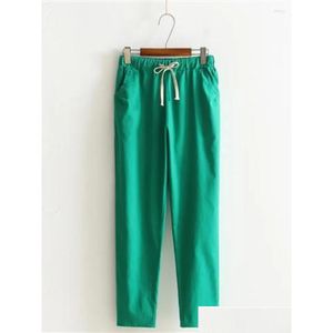 Pantalons pour femmes Capris 2023 Style coréen Mode Printemps Été Harem Coton Solide Taille élastique Bonbons Couleur Pantalon Casual Oversize Drop Dh8Yz