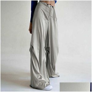 Pantalon féminin Capris 2023 Printemps / été Nouveau élastique Dstring plissé de livraison décontractée Vêtements Dhdln Dhdln