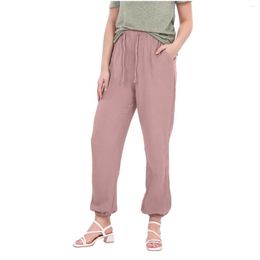 Pantalon féminin Capris 2024 Coton de coton d'été printemps Solide Solid Elastic Colon Color Colonaires Harem Pantalons décontractés Femme Pantalone Drop déliv otjt6