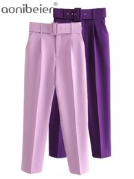 Damesbroek capris aonibeier vrouw carrière diy pak kantoor dame traf riem casual dames broek vrouwelijke sets 230313