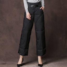 Pantaloni da donna Capris Casual larghi a vita alta slim caldi gamba larga addensare semplice piumino cotone autunno inverno moda donna 230905