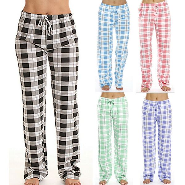 Femmes Pantalons Capris Casual Femmes Vérifier Tartan Coton Mélange Plaids Imprimer Vêtements De Nuit Pyjama Bas Lâche Salon 230609