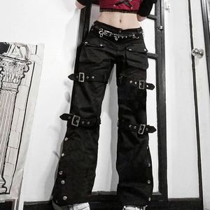 Pantalon féminin Capris gothique emo alt cargo technwear hippie jeans baggy maman goth punk pantalon denim noir cyber y2k académique vêtements noirs 230609