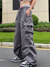 Damesbroeken capris houzhou y2k parachute vrouwen hippie streetwear oversized zakken ladingbroek harajuku techwear brede pantalone egirl stijl 230313