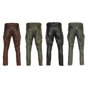 Damesbroek Capris Heren Leer voor Heren Motorbroek Echte Koeienhuid Beschermende Rijden Bikerbroeken Beschermers Pantalones Cuero Moto 231218