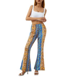 Femmes Pantalons Capris Printemps Femmes Taille Haute Rétro Floral Slim Fit Casual Party Rue Droite Maigre Pantalon Évasé 230609