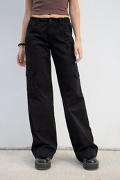 Pantalones de mujer Capris Streetwear Cargo cintura alta Vintage pierna recta pantalones mujer Casual primavera salvaje con bolsillos 230609