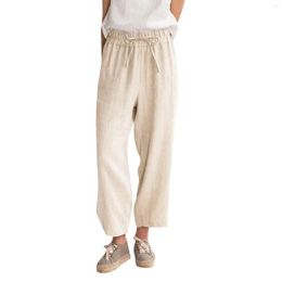 Dames broek capris zomer vaste kleur casual losse pocket katoen linnen negen minuten pantalones de mujer ropa drop levering kleding clo otag0