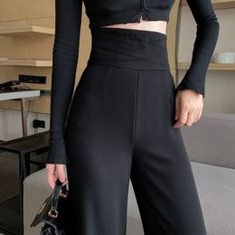 Damesbroeken capris zomerpak sexy rechte broek vloeibare zijden hoge taille Koreaanse stijl mode elegant casual 221118