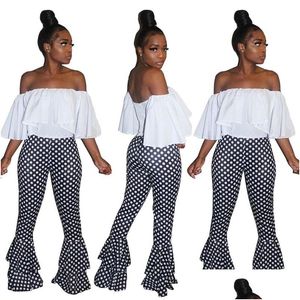 Damesbroeken capris y polka stip zwart -wit gegolfd micro wijd uitlopende mode dames broek zomer nieuwe drop levering kleding kleding otfqg