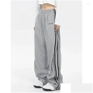 Pantalons pour femmes Capris Y2K Femmes Streetwear Techwear Cargo Coréen Harajuku Parachute Track Hommes Tech Pantalons de survêtement à jambes larges Pantalons de jogging DHPNE