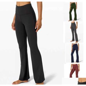 Pantalon féminin Capris Yoga Lemens Leggings Vêtements FL Longueur Skinny Flare 5 couleurs disponibles élastiques Designer Sunsn Design Drop de Otntq
