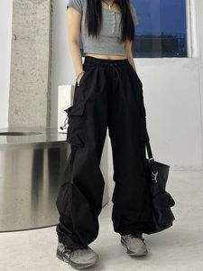 Damesbroek Capris Zoki Streetwear Hip Hop Cargo Women Fashion Pockets Oversize Losse broek zomer BF Koreaanse hoge taille wijd been 230530