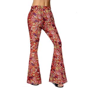 Pantalons féminins Hippie Vêtements Fashion Wideleleg Bellbottoms Color Bump Pantalon imprimé et foulard Y2K Flare Pant sets 240506