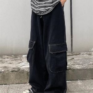 Pantalon femme s HOUZHOU Harajuku surdimensionné noir Cargo femmes japonais Streetwear pantalon large ample pour femmes poches Grunge Techwear 221007