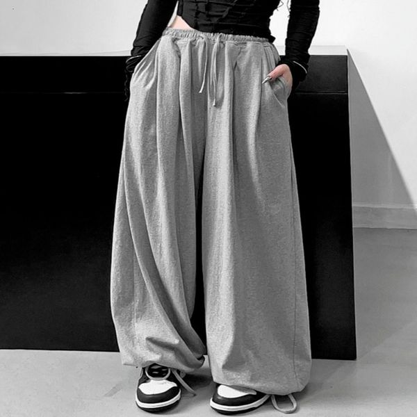 Pantalon Femme s HOUZHOU Oversize Gris Joggers Sweatpant Mode Coréenne Noir Jogging Sport Lâche Pantalon Large Jambe Femme 221118