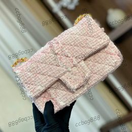 Tweed rose pour femmes avec sac matelassé à gland