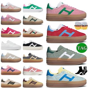 Damesplatform Bold Designer Casual schoenen Cream Collegiate Green Suede Leather Pink Gum Wit Zwart Red Pop Flat Trainers Plat-Forme Woman Sneakers