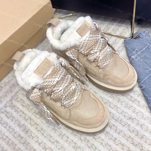 Dameslaarzen met platformhak Lowmel sneakers Australië Snowboots Mode Winter Enkel Suède Wol Zand Trainer Jumbo Veterschoenen Dikke zool laarsjes