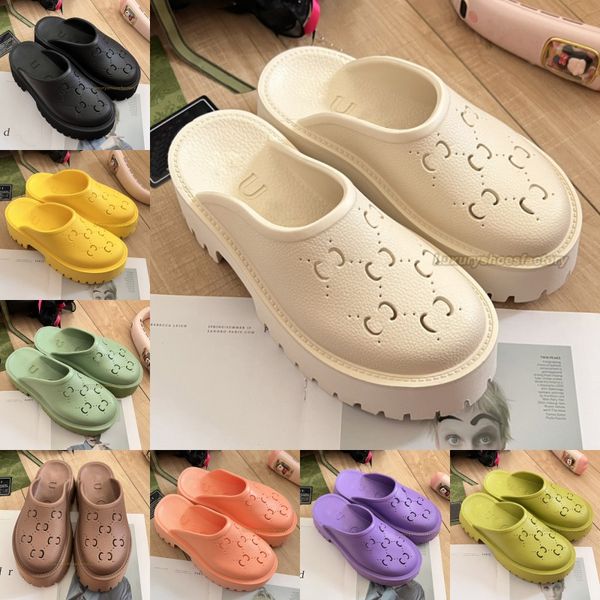 Plateforme pour femmes perforée GX2 Sandale Designer Summer Summer Shoe Cut Out Out ATOP SOPper Femmes Slippers Couleurs de bonbons Mid Talon Platform Mules Flatform Rubber Sole 35-42