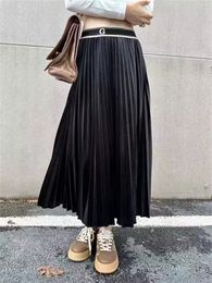 Femmes plissées maxi jupes mode automne velours loee jupe robe femmes designer noir robes longues vêtements de marque