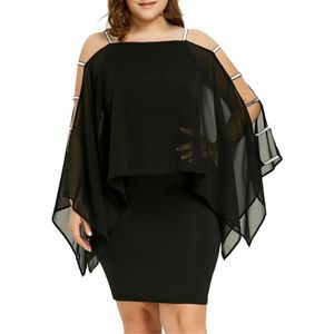 Womens Plus Size Ladder Cut Overlay Asymmetrische Chiffon Strapless Mini Jurk vestidos de mujer casual vestido 240312