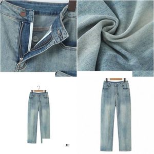 Pantalons de taille plus femme 2023 Automne Vêtements de bonne qualité Femmes Jeans droits vintage Blue Denim Slim Ligne large FL Longueur Longueur 02NN OTYJZ